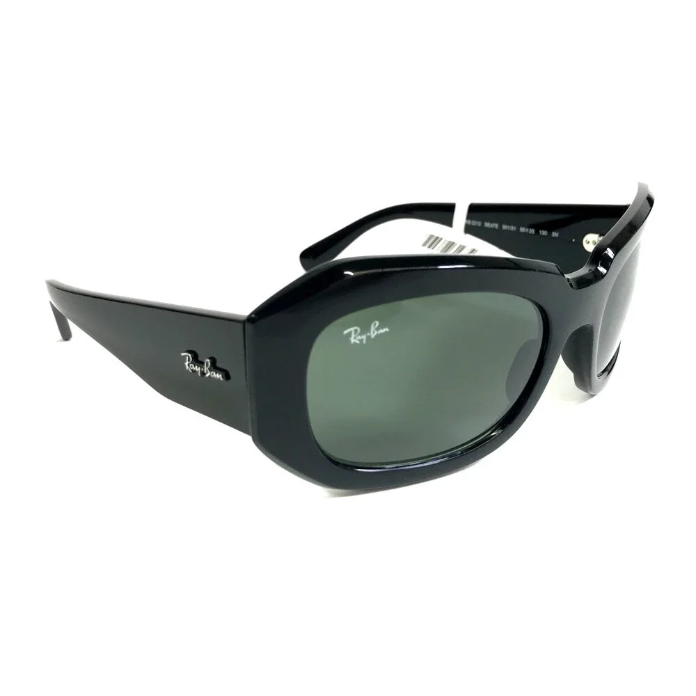 Ray-Ban Sunglasses RB2212 BEATE 901/31 Large Black Wrap Frames with Green Lenses